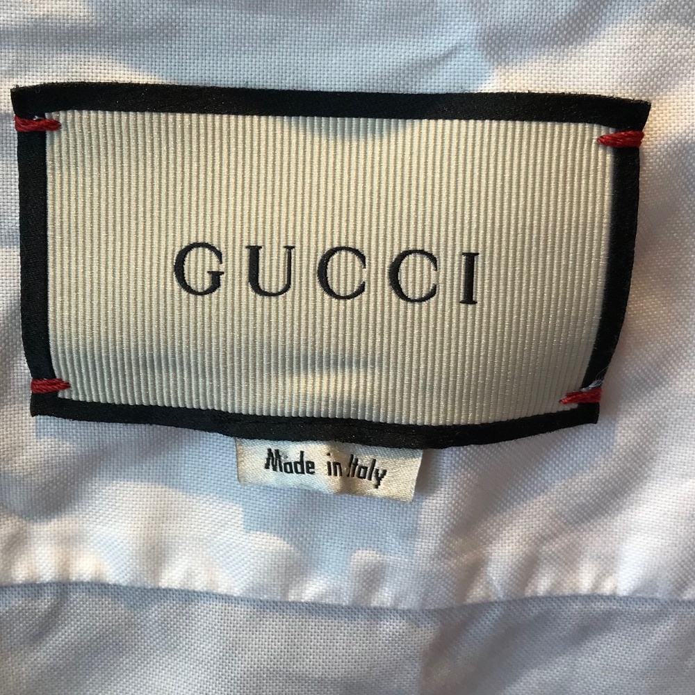 GUCCI WHITE RETRO VIBES LOGO PATCH BOWLING SHIRT - Picture 9 of 15